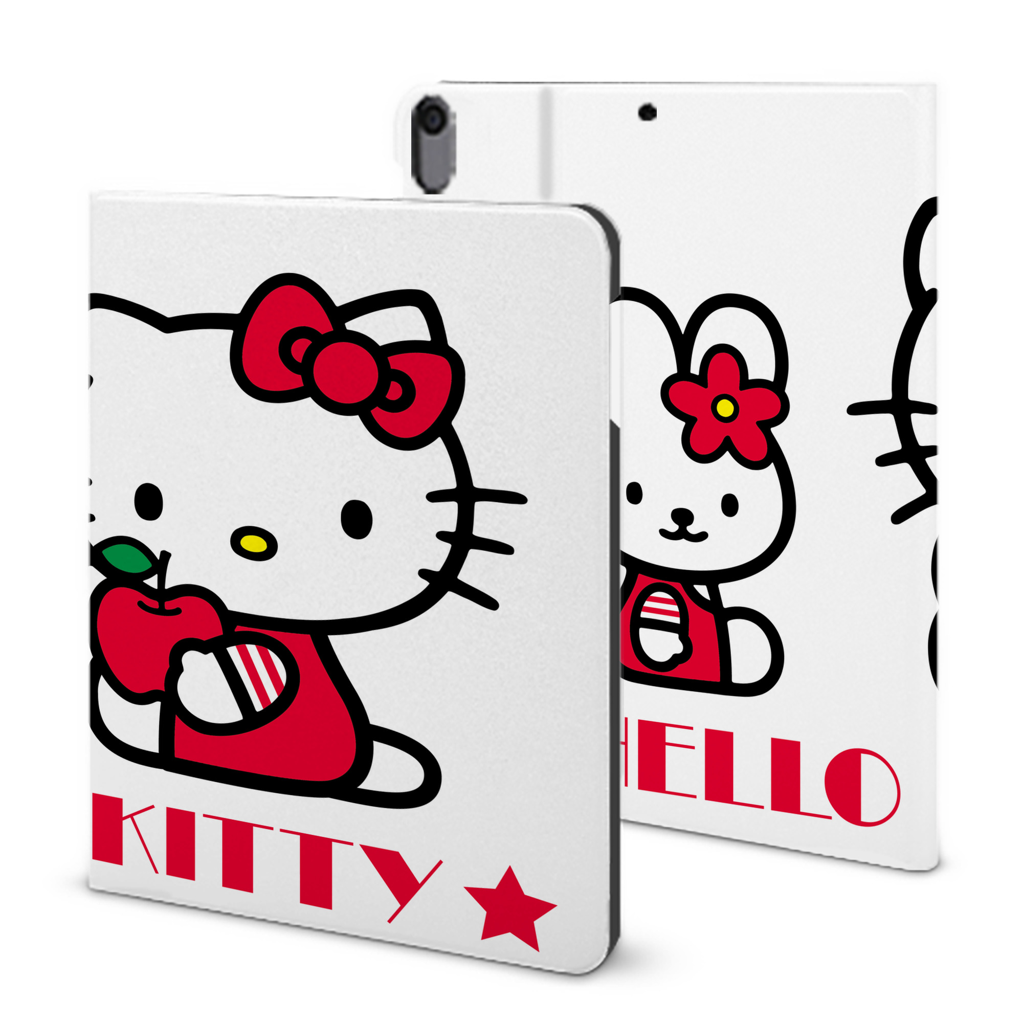 （画像用） Hello Kitty ハローキティ IPad ケース ブック型 PUレザー TPU 耐衝撃 軽量 薄型 ペン収納なし 全面保護 IPad 各モデル対応